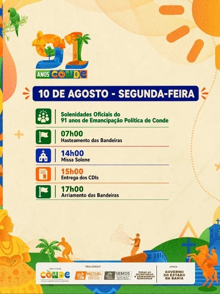 Programa&ccedil;&atilde;o 10 de agosto - 91 anos de Conde