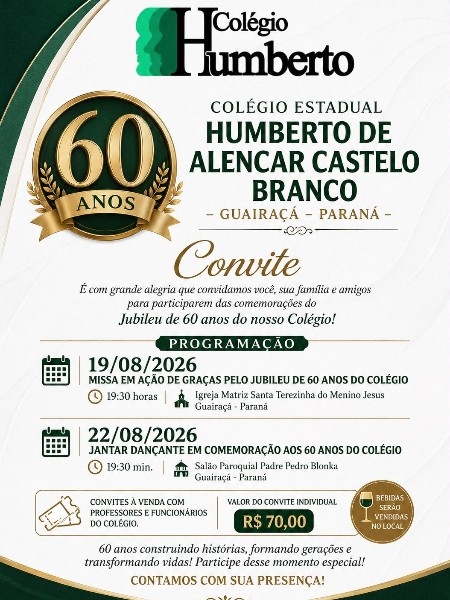 Jantar Dan&ccedil;ante em Comemora&ccedil;&atilde;o aos 60 anos do Col&eacute;gio Humberto
