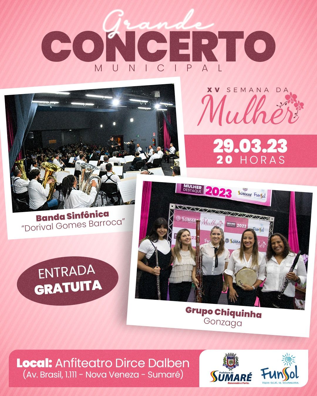 Anfiteatro de Nova Veneza recebe a Banda Sinfônica e o grupo Chiquinha ...