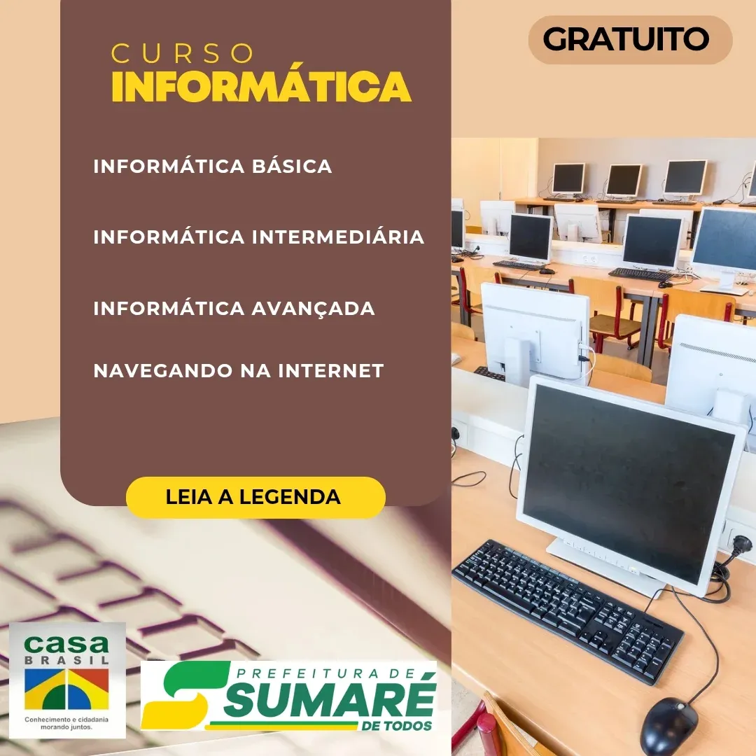 Prefeitura de Sumaré abre inscrições para cursos gratuitos de Informática