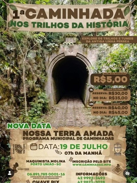 NOVA DATA DA 1&ordf; CAMINHADA NOS TRILHOS DA HIST&Oacute;RIA